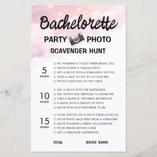 Bachelorette foto Scavenger Hunt spel (Voorkant)