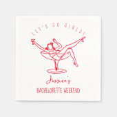 Bachelorette funky hand getrokken meisje in glas servet (Voorkant)