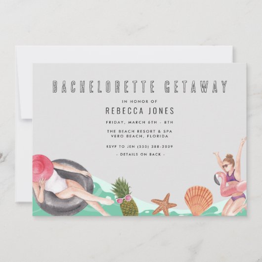 Bachelorette Getaway Girls Trip Invitation Kaart (Voorkant)