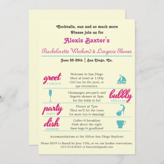 Bachelorette Getaway Kaart (Voorkant / Achterkant)