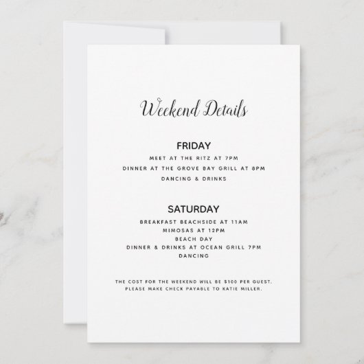 Bachelorette Getaway Kaart (Achterkant)