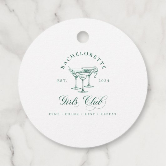 Bachelorette Girl's Club Round Gift Label (Achterkant)