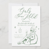 Bachelorette Girls Gone Mild Drawn Script Groen Kaart (Voorkant)