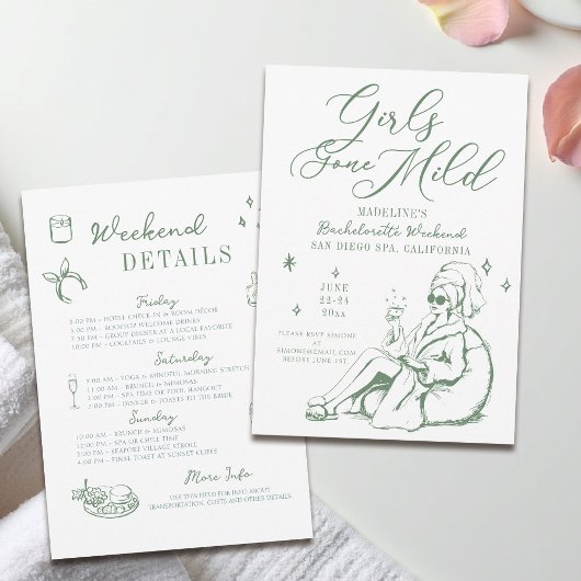 Bachelorette Girls Gone Mild Drawn Script Groen Kaart