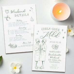 Bachelorette Girls Gone Mild Script Green Sketch Kaart