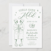 Bachelorette Girls Gone Mild Script Green Sketch Kaart (Voorkant)