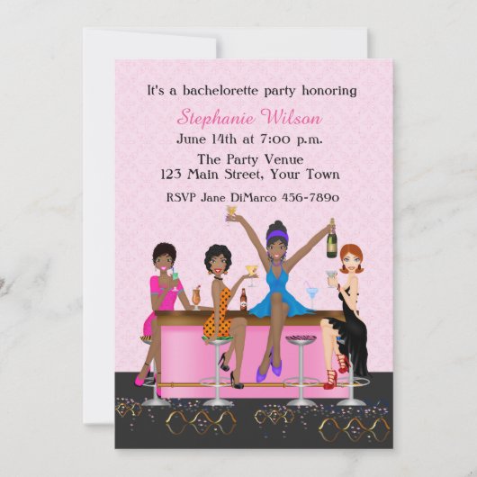 Bachelorette Girl's Night Out, Afro-Amerikaans Kaart (Voorkant)