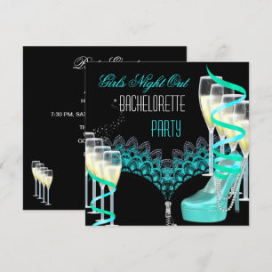 Bachelorette Girls Night Out Blauwgroen Blue Champ Kaart