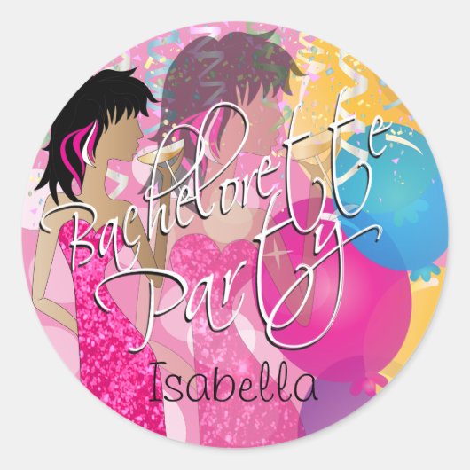 Bachelorette Girls Night Out - Pink Classic Round Ronde Sticker (Voorkant)