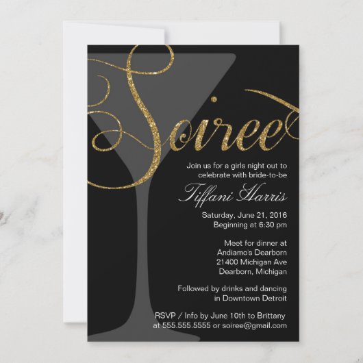 Bachelorette Girls Night Out Soiree Invitation Kaart (Voorkant)