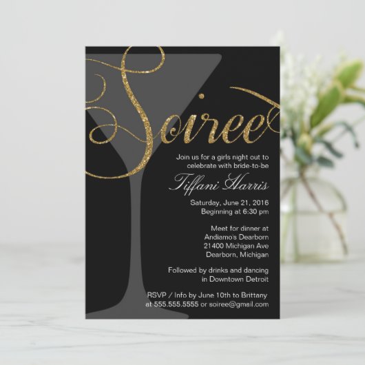 Bachelorette Girls Night Out Soiree Invitation Kaart (Staand voorkant)