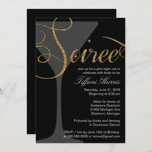 Bachelorette Girls Night Out Soiree Invitation Kaart (Voorkant / Achterkant)