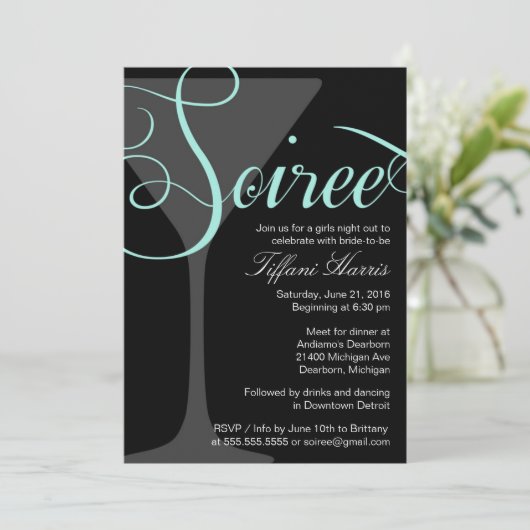 Bachelorette Girls Night Out Soiree Invitation Kaart (Staand voorkant)