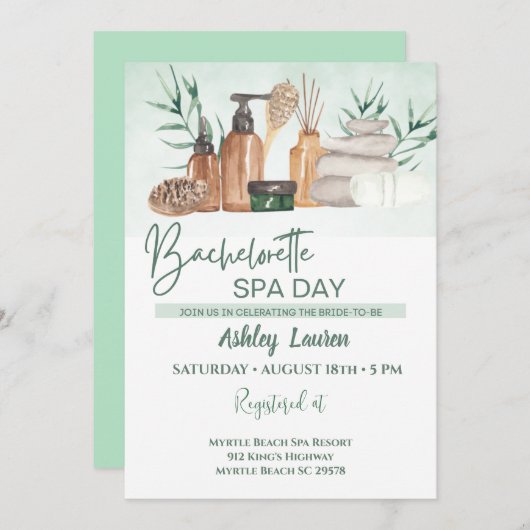 Bachelorette Girls Spa Invitation Kaart (Voorkant / Achterkant)