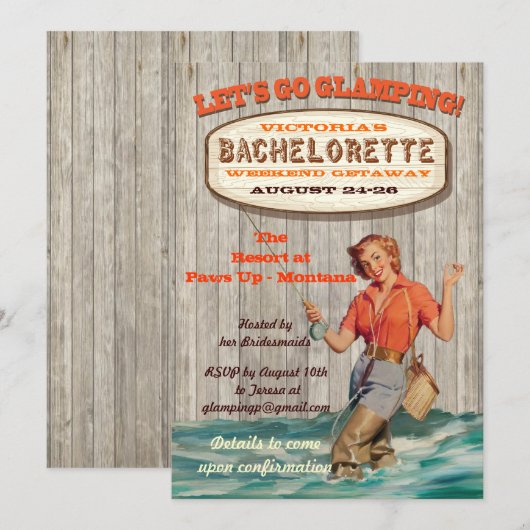 Bachelorette Glamping Camping Weekend Uitnodiging (Voorkant / Achterkant)