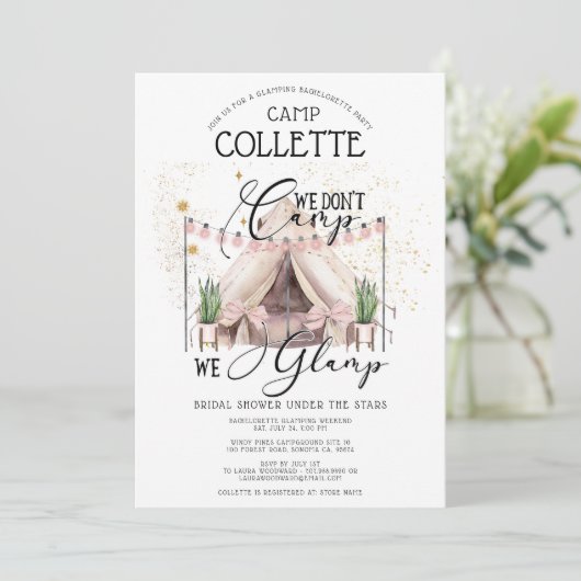 Bachelorette Glamping Party Weekend Kaart (Staand voorkant)