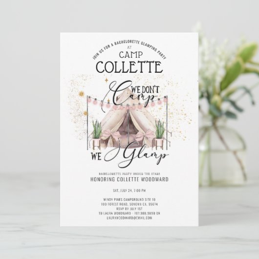 Bachelorette Glamping Party Weekend Uitnodiging (Staand voorkant)
