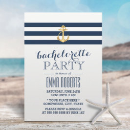Bachelorette Gold Anchor Navy Stripes Nautical Kaart