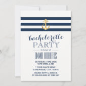Bachelorette Gold Anchor Navy Stripes Nautical Kaart (Voorkant)
