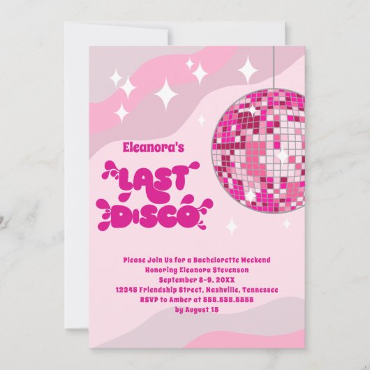 Bachelorette Groovy Laatste Disco Uitnodigen, Disc Kaart (Voorkant)