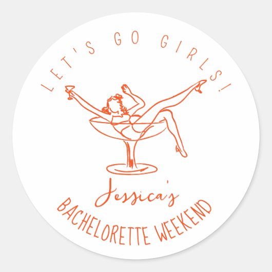 Bachelorette gunst gepersonaliseerde sticker (Voorkant)