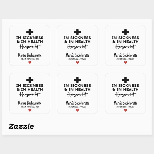Bachelorette Hangover Kit Stickers (Vel)