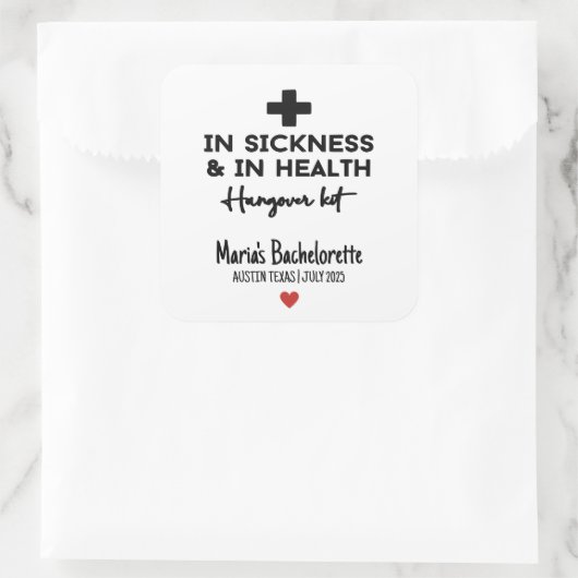 Bachelorette Hangover Kit Stickers (Tas)