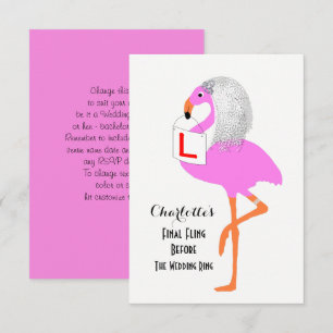 Bachelorette Hen Party Funny Pink Flamingo Bride Kaart
