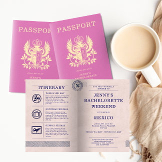 Bachelorette Hen Party Roze Paspoort Reisplan