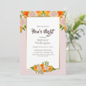 Bachelorette Hen's Night Gold Blush Pink Floral Kaart (Staand voorkant)