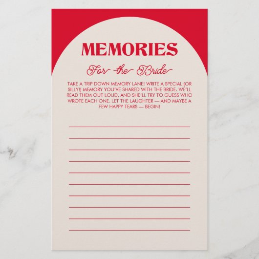 Bachelorette Herinneringen voor de bruid spel Flyer (Voorkant)