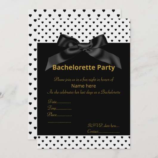 BACHELORETTE INVITE KAART (Voorkant / Achterkant)