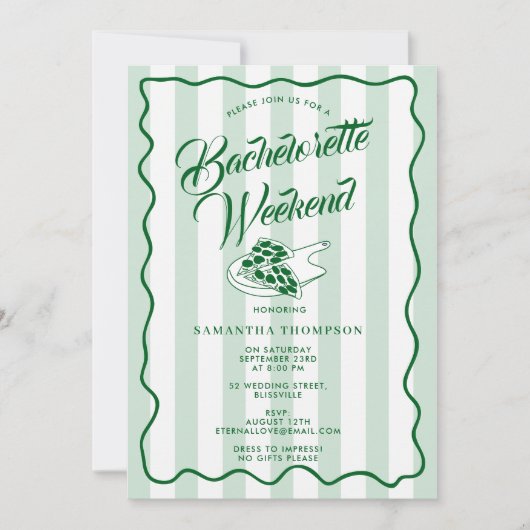 Bachelorette Itinerary Bach Weekend Pizza Italian Kaart (Voorkant)