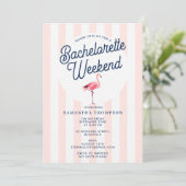 Bachelorette Itinerary Bach Weekend Retro Flamingo Kaart (Staand voorkant)