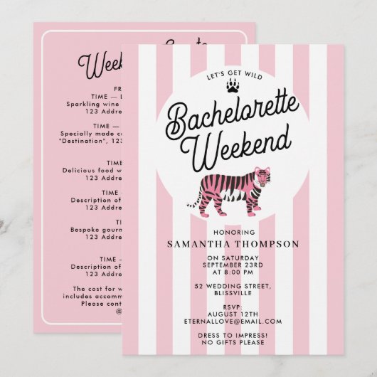 Bachelorette Itinerary Bach Weekend Retro Leopard  Kaart (Voorkant / Achterkant)