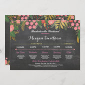 Bachelorette Itinerary Coral & Gold Chalk Invite Programmakaart (Voorkant / Achterkant)