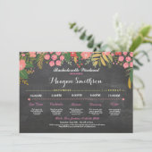 Bachelorette Itinerary Coral & Gold Chalk Invite Programmakaart (Staand voorkant)