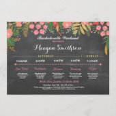 Bachelorette Itinerary Coral & Gold Chalk Invite Programmakaart (Voorkant)