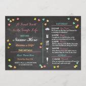 Bachelorette Itinerary Weekend Hen Vrijgezellenfee Programmakaart (Voorkant)