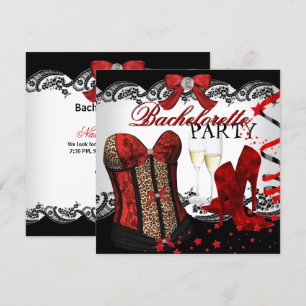 Bachelorette Kanten Rode Tailleband Champagne Kaart