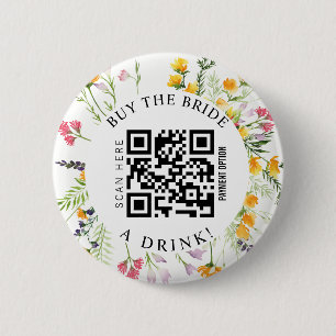 Bachelorette Koop de Bride een drink QR code Butto Ronde Button 5,7 Cm