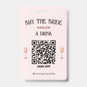 Bachelorette Koop De Bruid Een Drink QR-Code Badge (Achterkant)