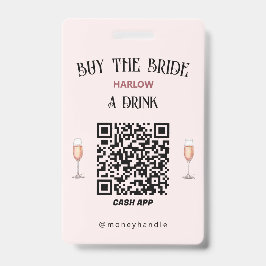 Bachelorette Koop De Bruid Een Drink QR-Code Badge