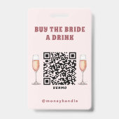 Bachelorette Koop De Bruid Een Drink QR-Code Badge (Achterkant)