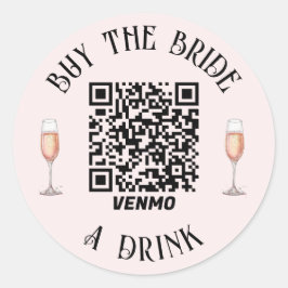 Bachelorette Koop De Bruid Een Drink QR-Code Stick Ronde Sticker