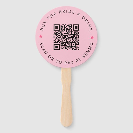 Bachelorette Koop De Bruid Een Drink Roze QR Code Handwaaier (Voorkant)