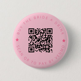 Bachelorette Koop De Bruid Een Drink Roze QR Code Ronde Button 5,7 Cm
