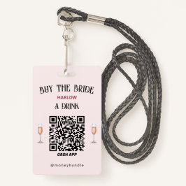 Bachelorette Koop The Bride A Drink QR-code Badge