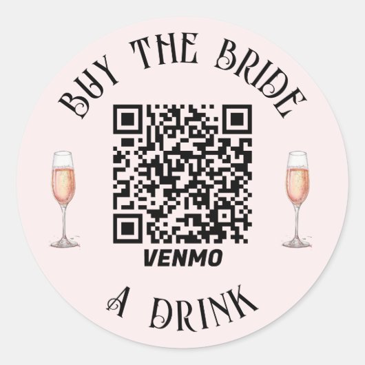 Bachelorette Koop The Bride A Drink QR-code Sticke Ronde Sticker (Voorkant)