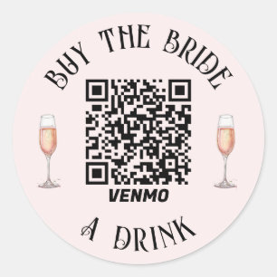 Bachelorette Koop The Bride A Drink QR-code Sticke Ronde Sticker